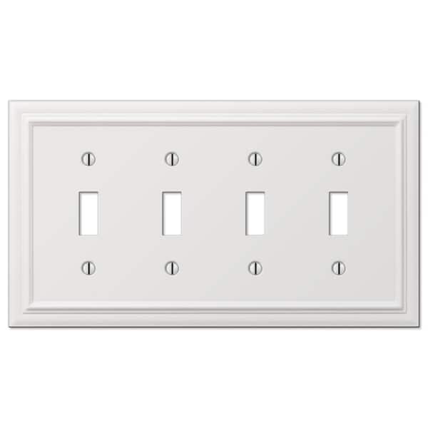 Continental 4 Gang Toggle Metal Wall Plate - White