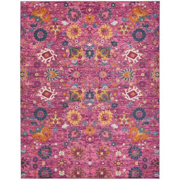 Passion Fuchsia 8 ft. x 10 ft. Floral Transitional Area Rug