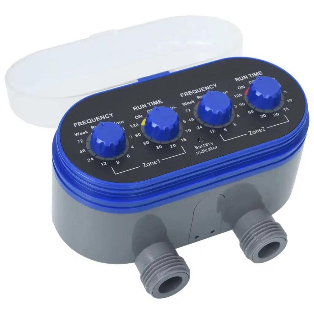 Battery Powered Double Outlet Water Timer with Ball Valves -  ITOPFOX, HDSA05-1OT006