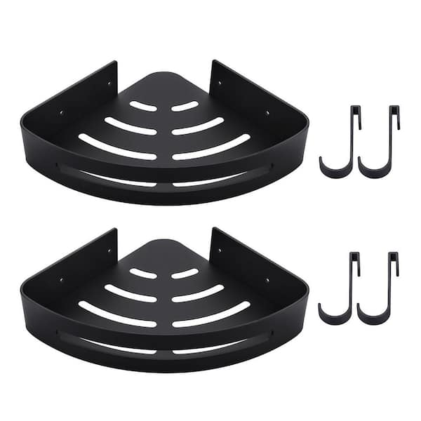 2 in. W x 23 in. D x 4 in. H Black Double Bathroom Corner Shelf
