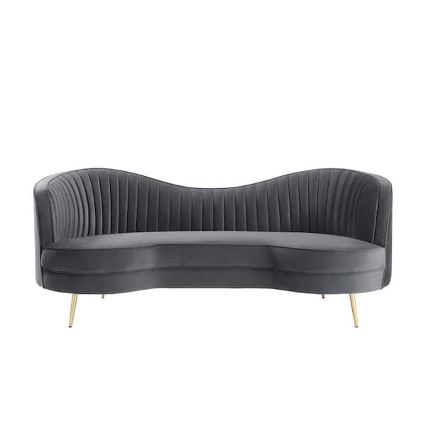 Best Master Furniture Harlow 72 in. L Gray Velvet 2 Seater Loveseats