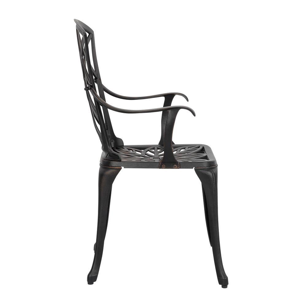 Black and Gold Cast Aluminum Outdoor Dining Chair Set
