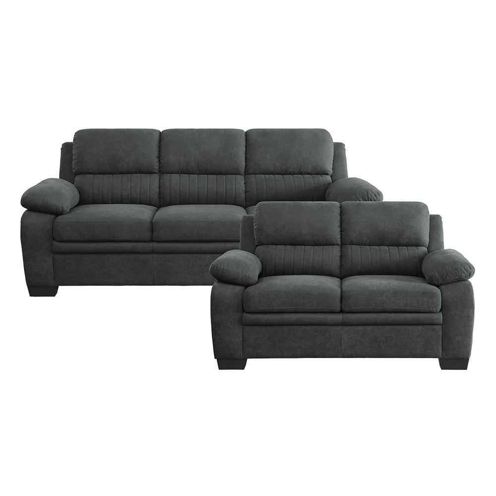 Deliah 80 in. W Straight Arm Textured Fabric Rectangle 2-Piece Living Room 