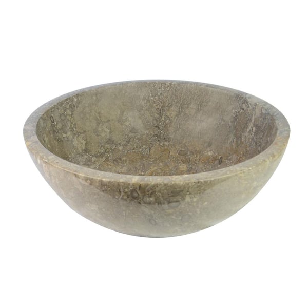 Onyx Marble Designs Round Marble Stone Vessel Sink in Dark Gray