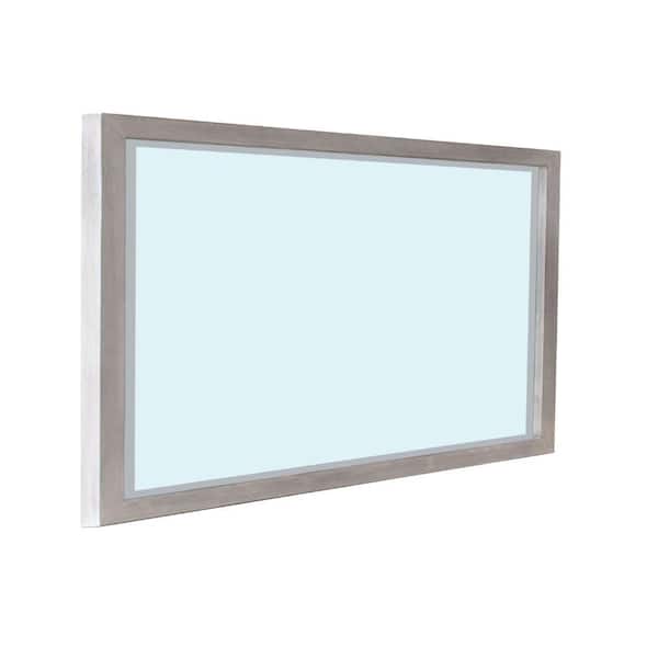 Benjara Gray 48 in. W x 36 in. H Modern Rectangle Wood Dresser Mirror