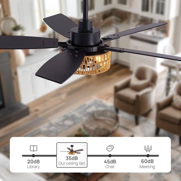 Ecogleam 46 in. Indoor Boho Caged Black Standard Ceiling Fans with