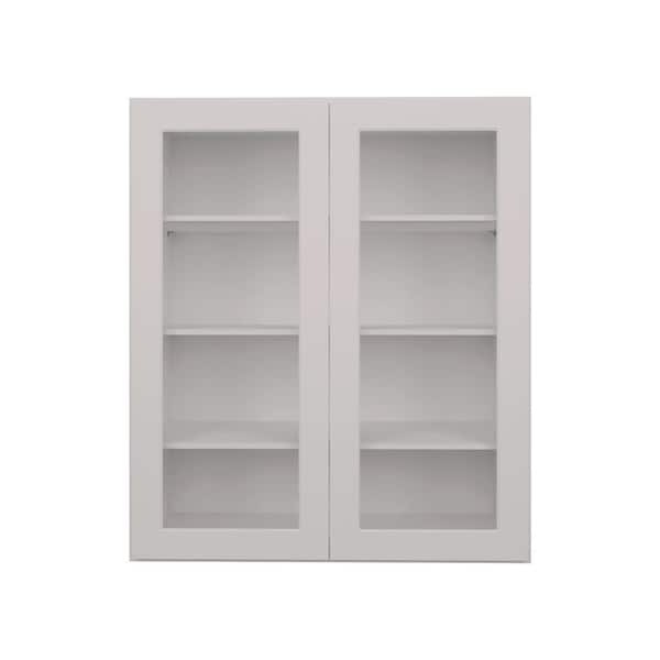 HOMLUX 30 in. W x 12 in. D x 42 in. H in Shaker Dove Ready to Assemble Wall Kitchen Cabinet with No Glasses