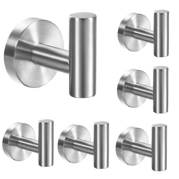 Interbath Round Bathroom Robe Hook and Towel Hook in Brushed Nickel  (6-Pack) ITBDTG0006NS - The Home Depot