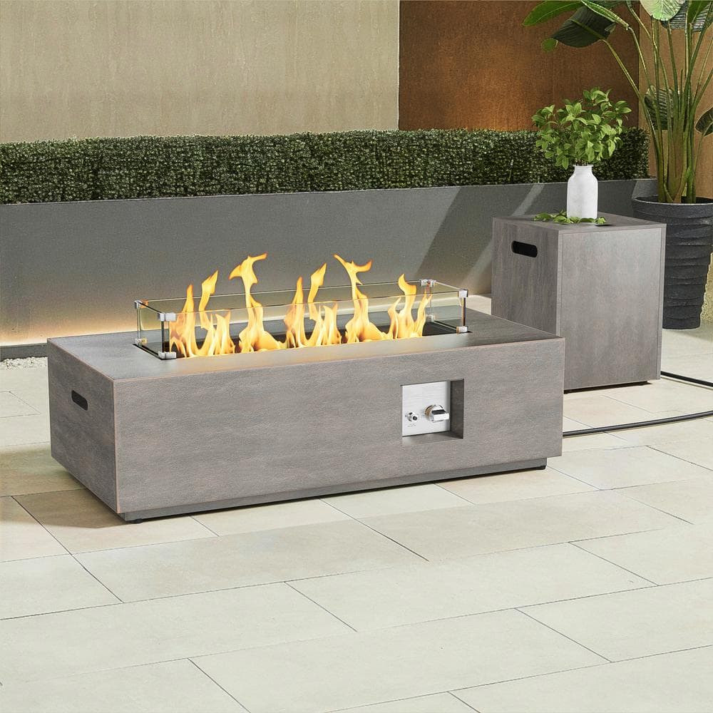 50000 BTU Coating Steel Propane Fire Pit Table in Gray Rectangular Modern Outdoor Gas Fire Table with Tank Holder price history on PriceWatchPro
