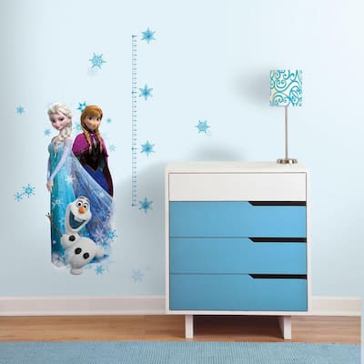 5 in. x 19 in. Frozen Elsa, Anna and Olaf 20-Piece Peel and Stick Giant Growth Chart Wall Decal