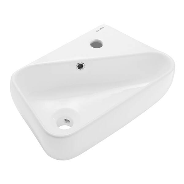 Swiss Madison Plaisir 18 in. x 11 in. Ceramic Wall Hung Vessel Sink with Right Side Faucet Mount in White Swiss Madison Plaisir 18 in. x 11 in. Ceramic Wall Hung Vessel Sink with Right Side Faucet Mount in White