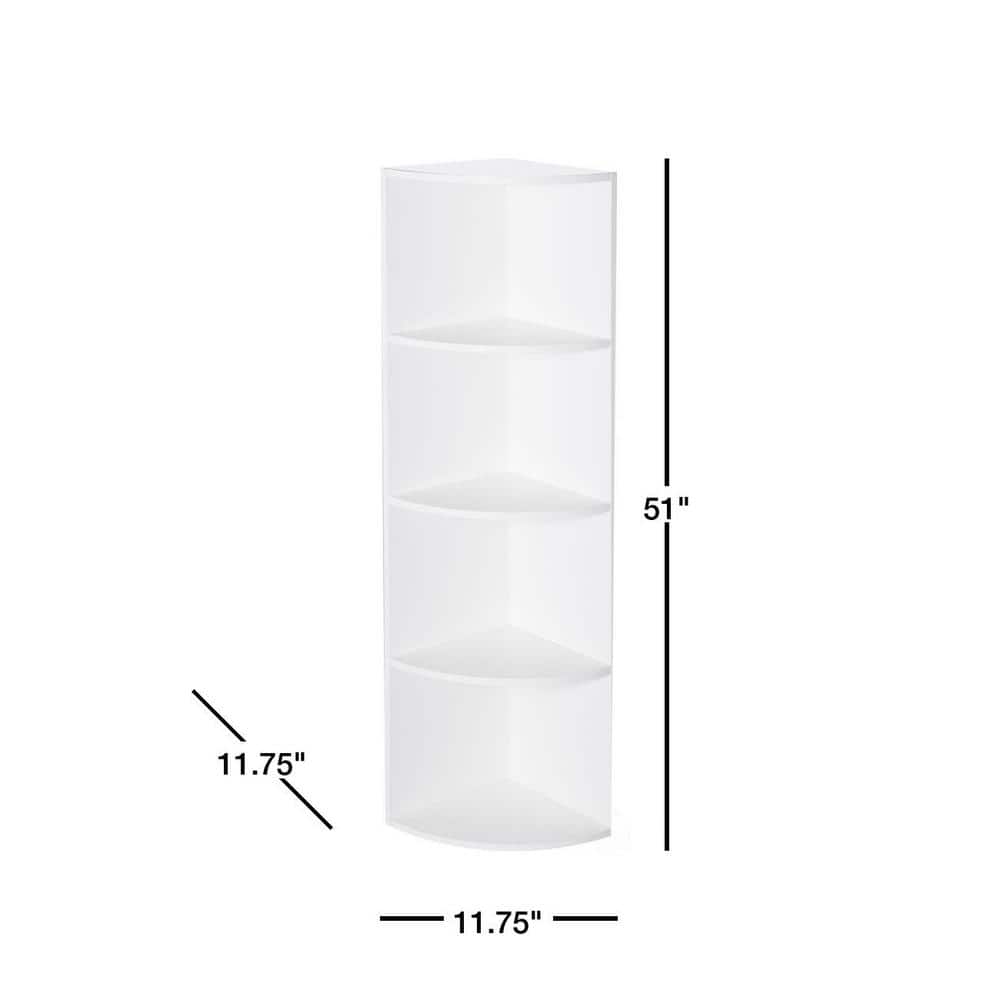 White Wooden 4-Tier Corner Bookshelf for Kids