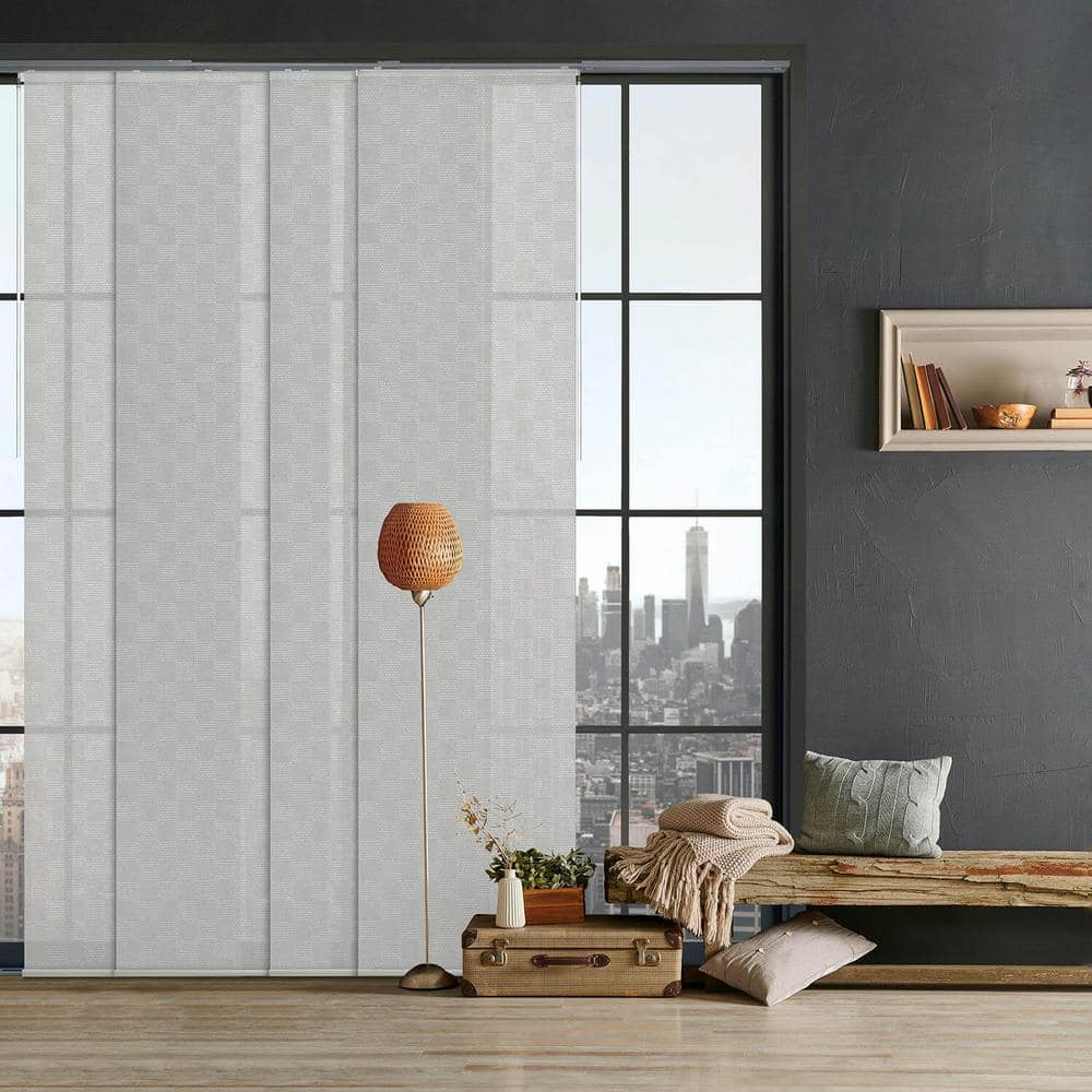 Bishop Adjustable Gray Fabric Sliding Panel Track Blinds