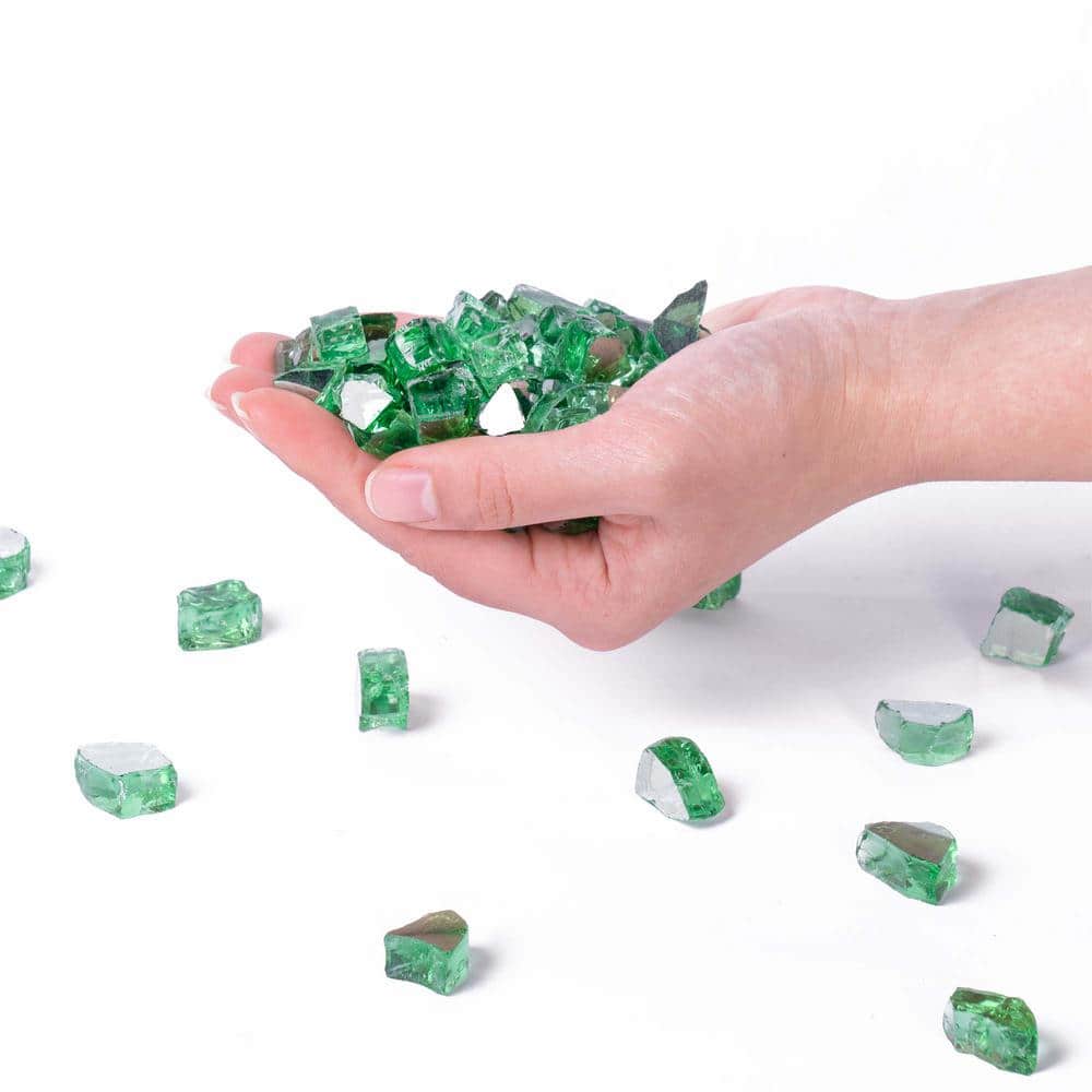 Terrestrial Green Reflective Tempered Fire Glass 1/2", 10 lb. Jar