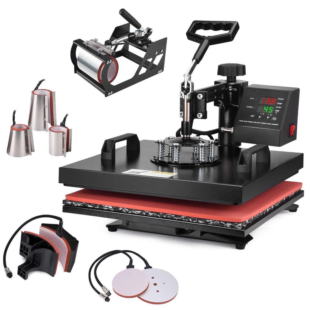 SEEUTEK 15 in. x 15 in. Pro Heat Press Machine 8 in 1 Combo 360 Swing ...