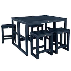 Monroe Modern Federal Blue Counter Height Balcony Stool/Table 6-Piece Set