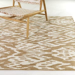 Pollard Tan 5 ft. x 7 ft.  Ikat Indoor/Outdoor Area Rug