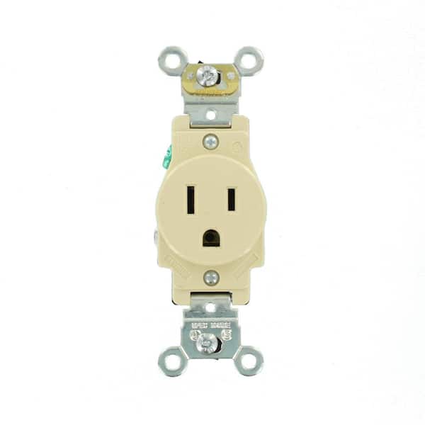 Leviton 15 Amp 125 V Industrial Grade Single Outlet/Receptacle, Ivory (1-Pack) 5261-I