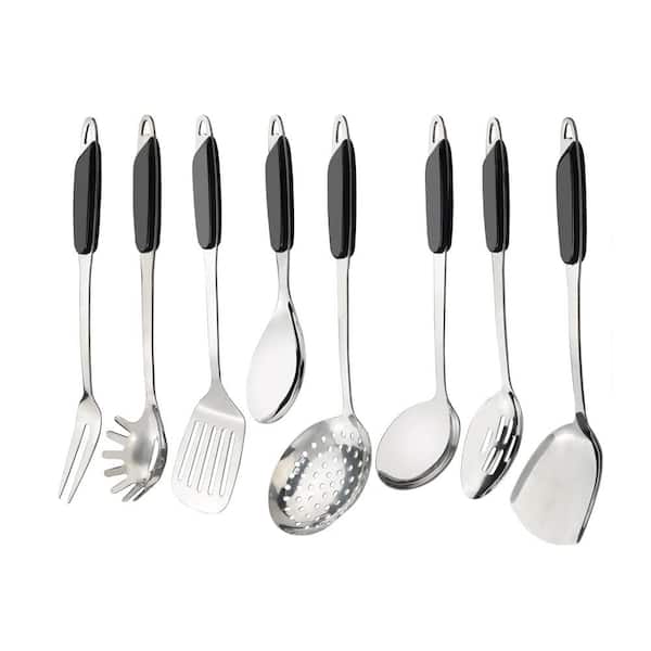 8-Piece Stainless Steel Kitchen Cooking Utensil Set, Spaghetti Spoon, Ladle, Solid and Slotted Turner and Spoon