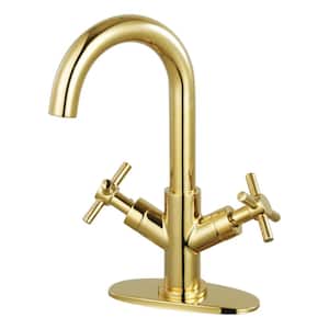 Concord 2-Handle High Arc Single Hole Bathroom Faucet with Push Pop-Up in Polished Brass