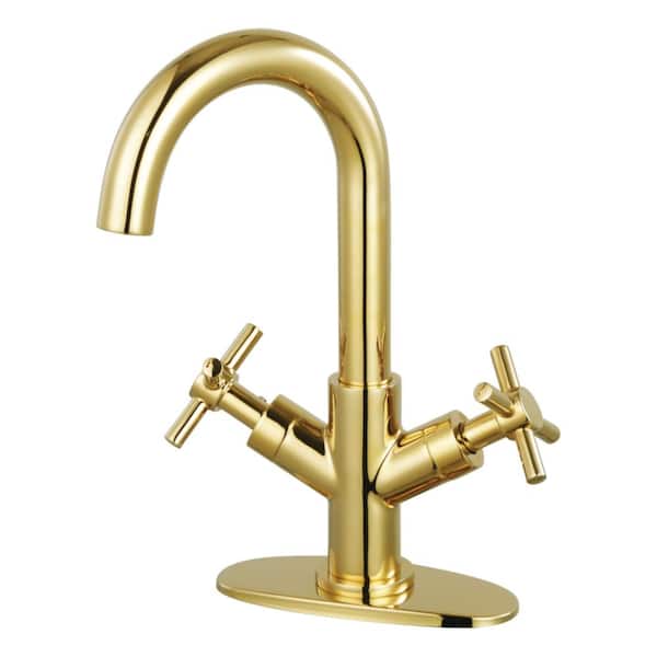 Kingston Brass Concord 2-Handle High Arc Single Hole Bathroom Faucet with Push Pop-Up in Polished Brass