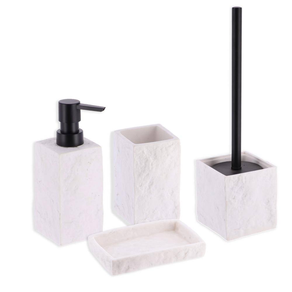 White Stone Effect Resin Hand Soap and Lotion Dispenser