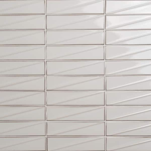 Ivy Hill Tile Rhythm Ice White 2.99 in. x 12 in. Glossy Ceramic Subway ...