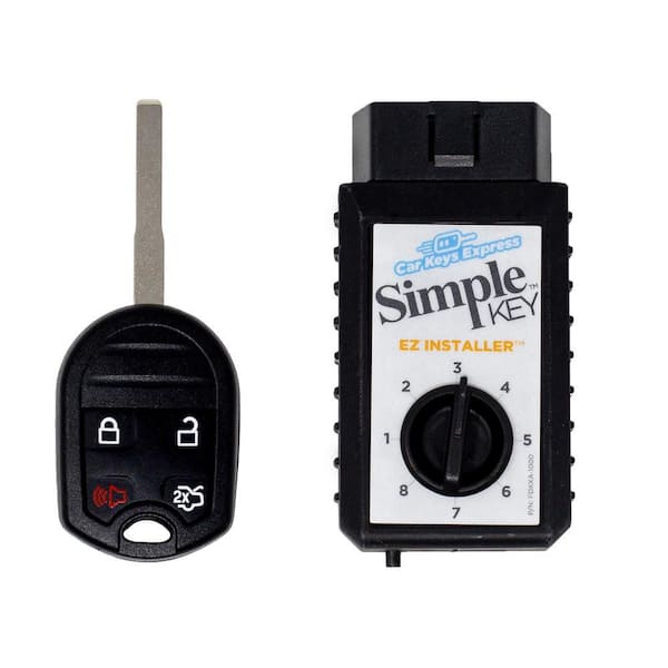 Ford Simple Key-4 Button Remote and Key Combo and Programmer with Lock, Unlock, Trunk, and Panic