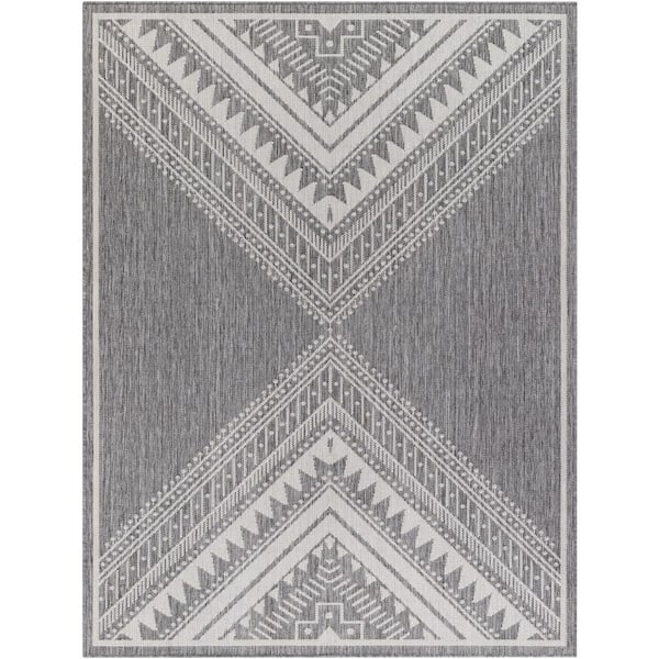 Livabliss Long Beach Gray/Light Gray Diamond 8 ft. x 10 ft. Indoor/Outdoor Area Rug