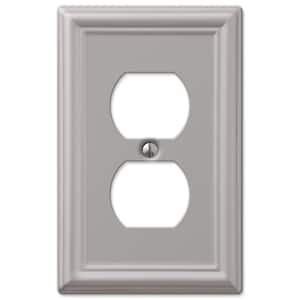Ascher 1-Gang Brushed Nickel Duplex Outlet Stamped Steel Wall Plate
