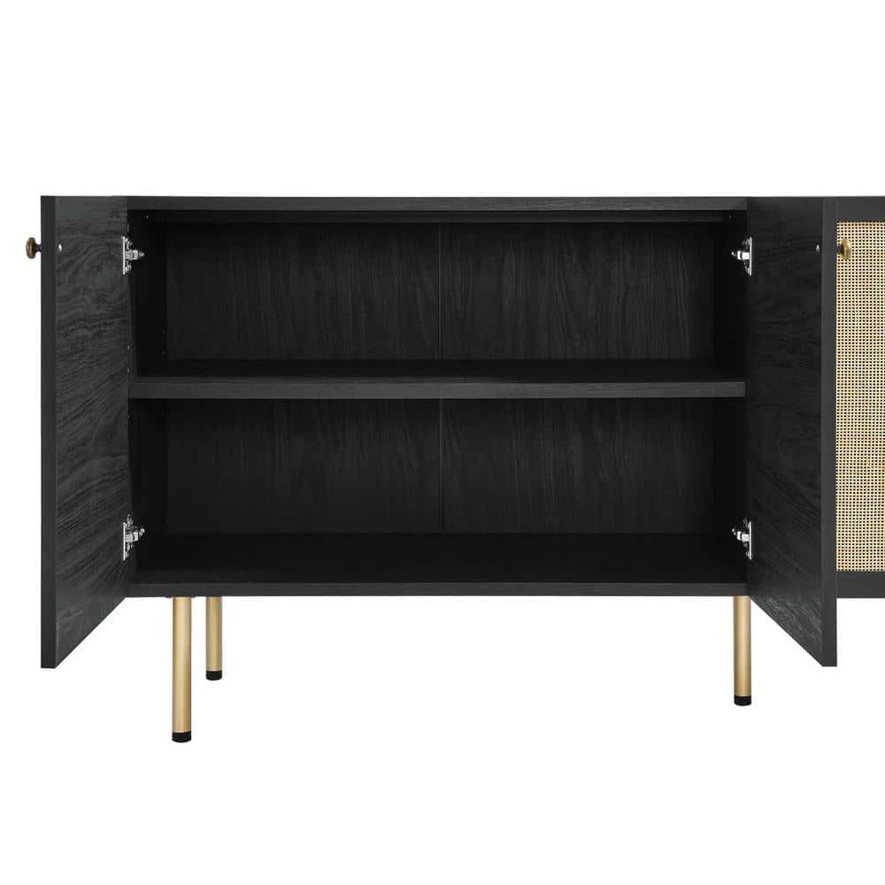 Chaucer Black Rattan Weave 69.5" Sideboard