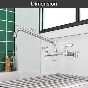 2-Handle Wall Mount Kitchen Faucet With 16 in. Swivel Spout 8 in. Center in Polished Chrome