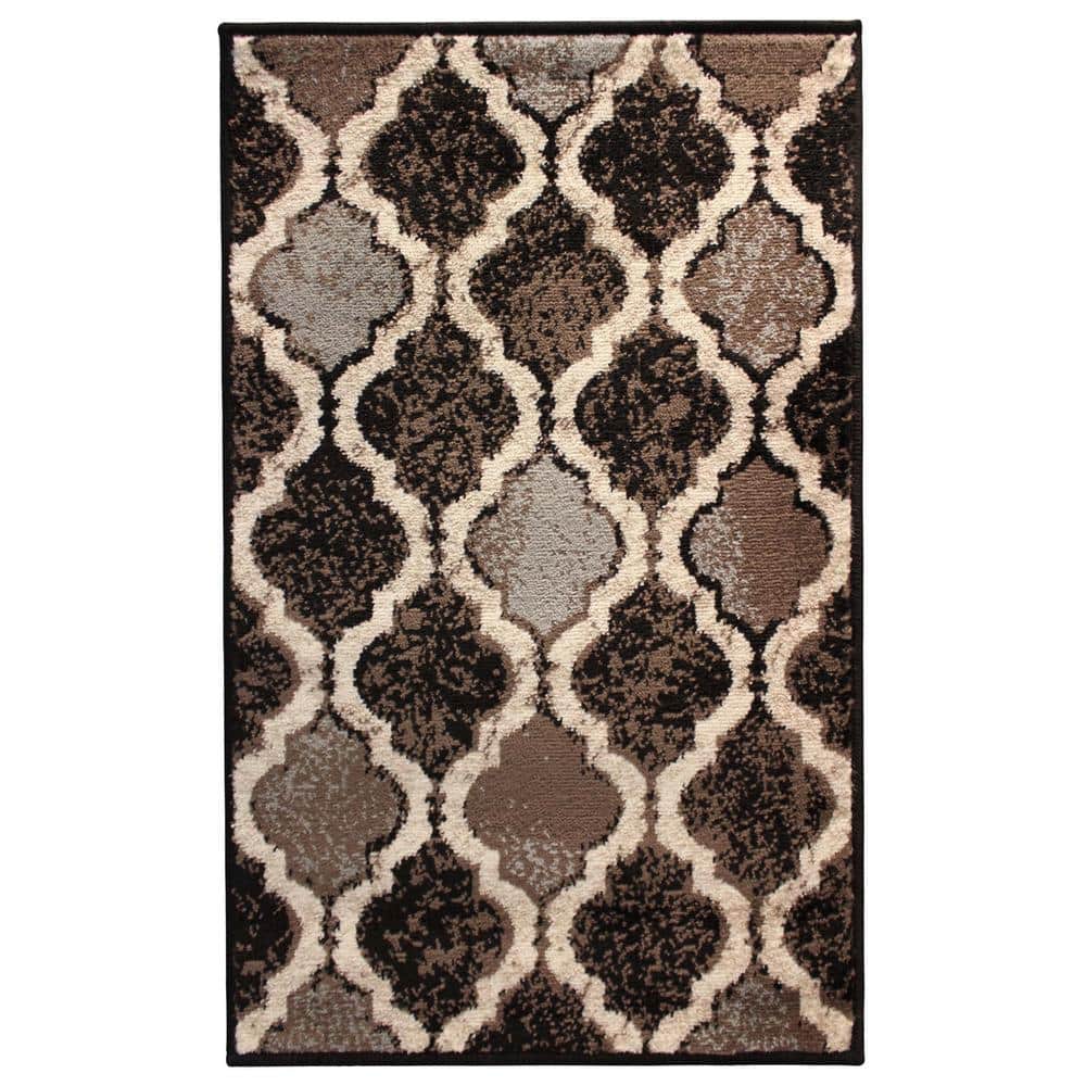 Chic Chocolate Trellis 4' x 6' Easy-Care Synthetic Area Rug