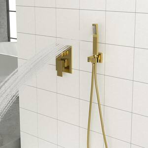 1-Spray Patterns with 1.8 GPM 12 in. Ceiling Mounted Dual Shower Head in Brushed Gold