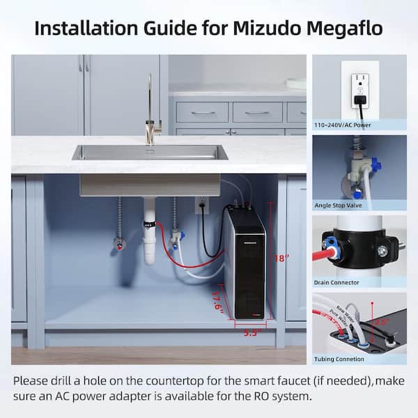 MIZUDO Megaflo 9-Stage Tankless Reverse Osmosis System, 800 GPD