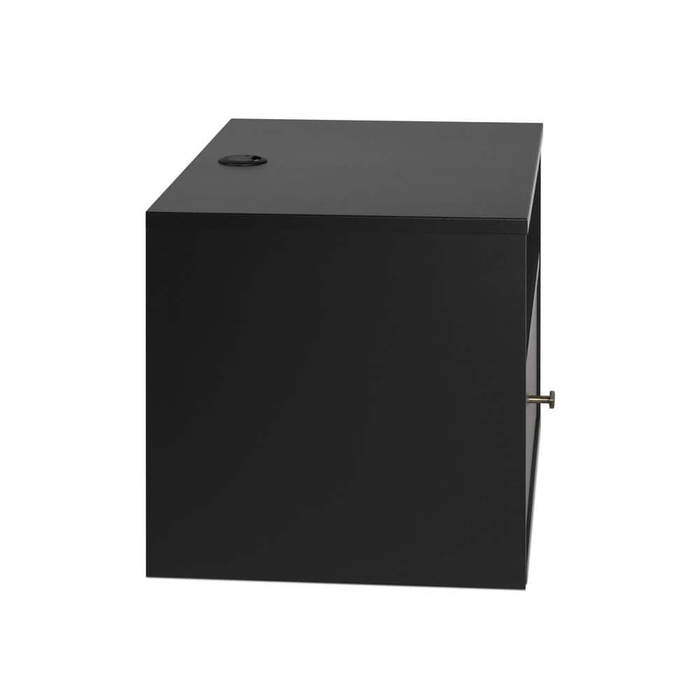 Set of 2 Black Floating Nightstands with Brass Handles