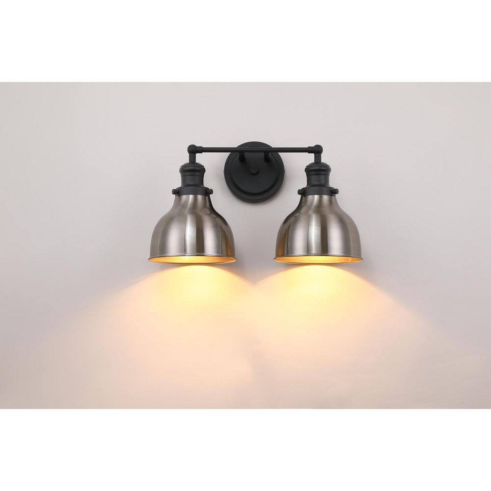 16 in. W 2-Light Brushed Nickel Vanity Light, Industiral Style price history on PriceWatchPro