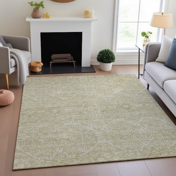 Mayfield Premium Machine Washable Abstract AMF1224 Beige 9 ft. x 12 ft. Area Rug