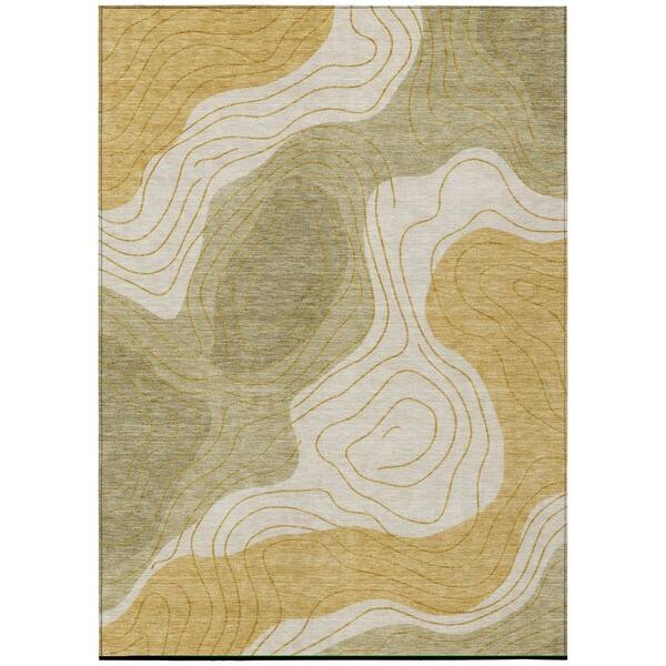Chantille Machine Washable Indoor/Outdoor Abstract ACN3016 Gold 10 ft. x 14 ft. Area Rug