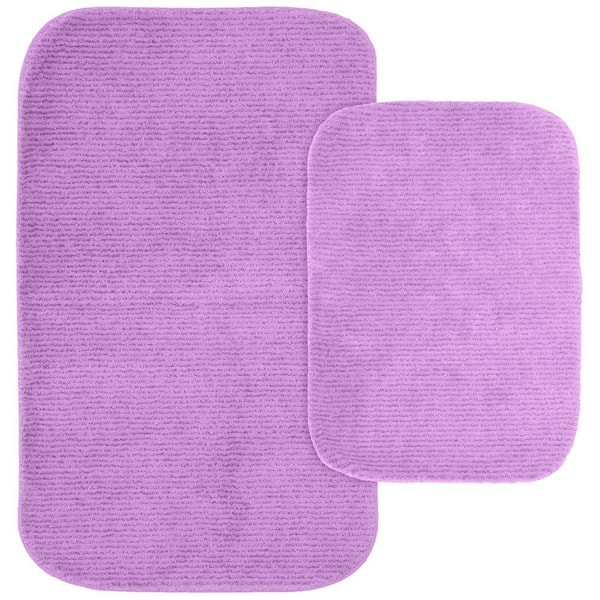 Garland Rug Glamor Purple 21 in. x 34 in. Washable Bathroom 2-Piece Rug Set