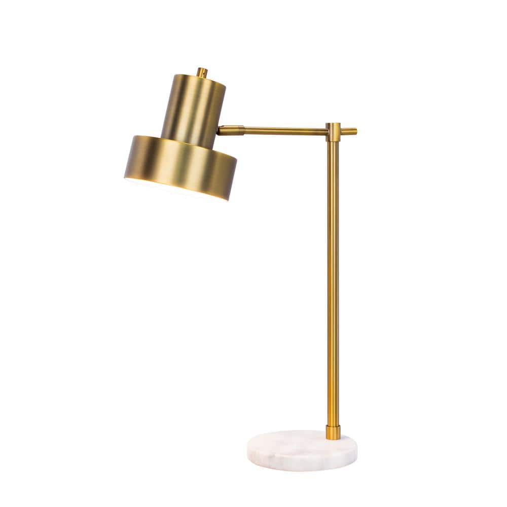 Fangio Lighting 24 in. Marble and Antique Brass Metal Table Lamp -  W-m.r.1526