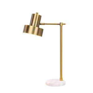 24 in. Marble and Antique Brass Metal Table Lamp