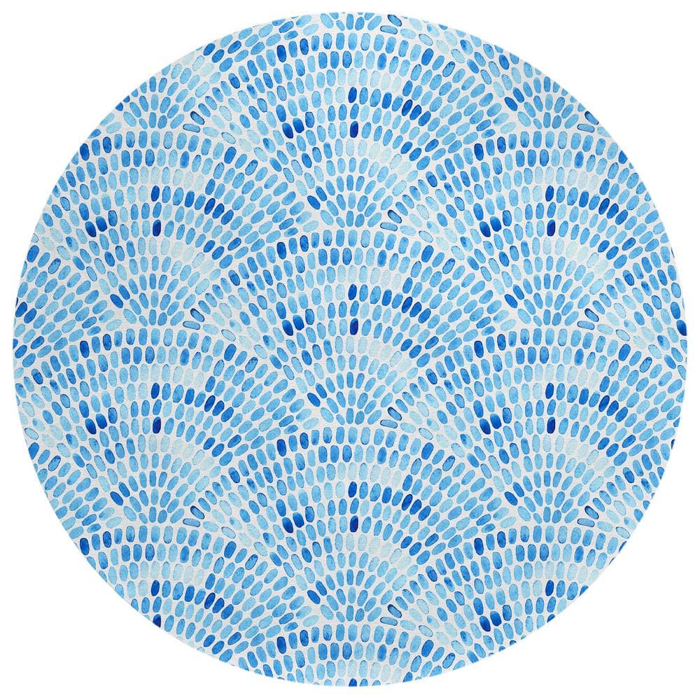 Surfside 8 ft. x 8 ft. Blue Geometric Indoor/Outdoor Area Rug