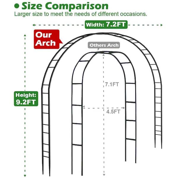 FAWEY TRED INC 110 in. Large Metal Garden Arch, Outdoor Garden
