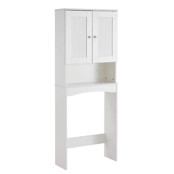 Hooseng Karrios 23.62 in. W x 61.8 in. H x 9.05 in. D White MDF Space Saver Over-the-Toilet Storage in White