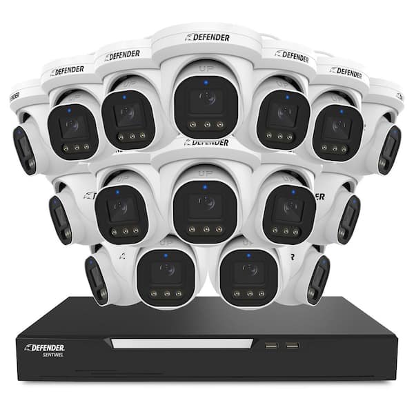 AI POWERED Sentinel Pro Turret 4K Ultra HD Wired 16-Channel PoE NVR Security System with 16-Metal Cameras and 12TB HDD