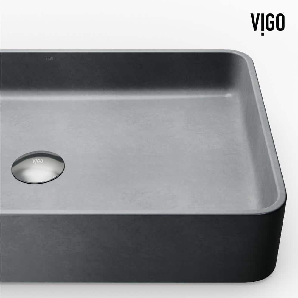 Gray Concrete 23" Rectangular Vessel Bathroom Sink