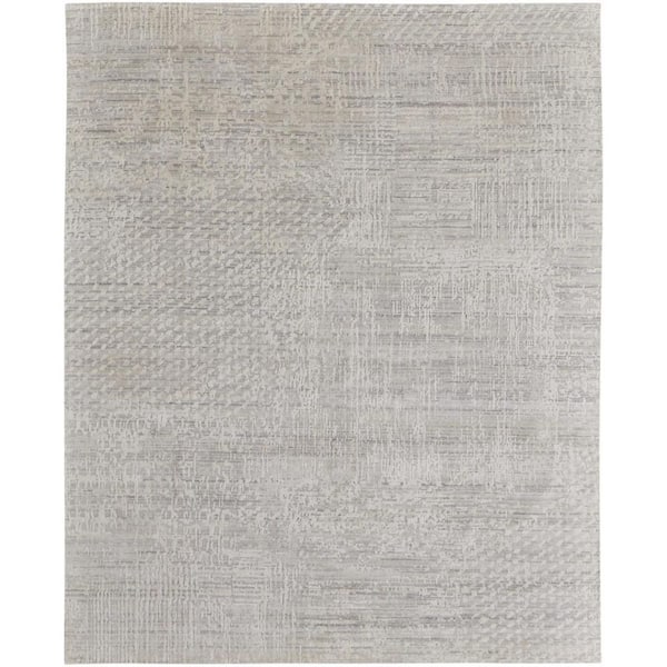 9 ft. x 12 ft. Ivory, Gray Abstract Area Rug