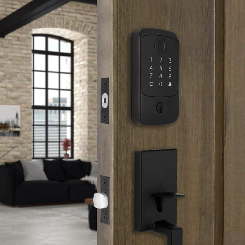 Hubspace Aged Bronze Square Biometric Fingerprint Electronic Touchpad Deadbolt