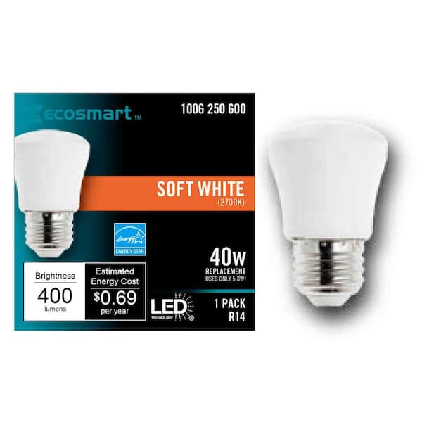 EcoSmart 40-Watt Equivalent R14 CEC Dimmable LED Light Bulb in Soft White 2700K (1-Bulb)
